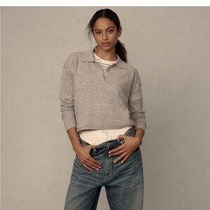 Pilcro cropped cashmere polo